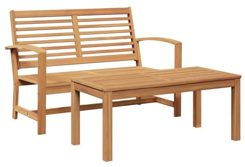 vidaXL Garden Sofa Set Beige Solid teak wood, Outdoor Furniture, Teak Chair, Rustic Garden Seating, Durable Balcony Sofa, Terrace Bench, Patio