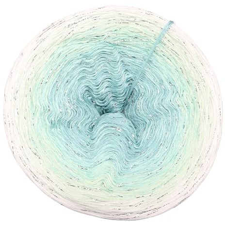 Farbverlaufsgarn Eismeer mit Glitzer 4 oder 3 Fach Bobbel Wolle häkeln stricken strickgarn (Eismeer mit Glitzer - Wollweiß außen, 4Fach - 400g/1520m)