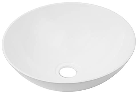 RASTKY Fregadero Redondo Moderno de Acrílico para Baño, 327,6 X 129,1 Mm, Diseñado para Vehículos Recreativos, Autocaravanas y yates: Elegante Lavabo Blanco con Fácil Drenaje y Fácil Limpieza