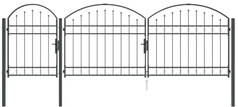 vidaXL Gartentor mit gewölbtem Oberteil Assen Grau 4 x 1,25 m Stahl, Garten- und Terrassentür, robuster Stahl, moderne Sicherheit, Outdoor-Deko, Schutz für deinen Zaun