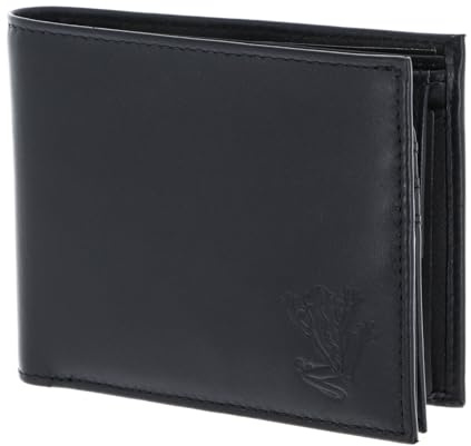 Oxmox Leder Geldbörse Leather RFID Protect Querscheinbörse Frog 2.0 Embossed Black schwarz