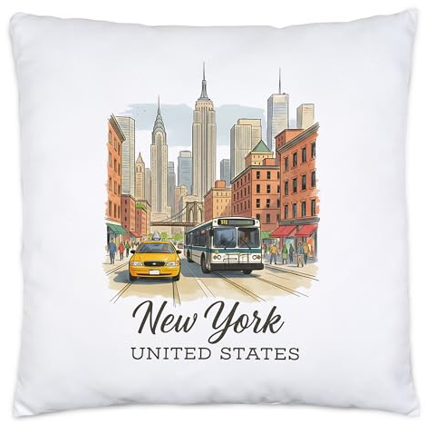Hey!Print New York United States Kissen Geschenk New York Fan Souvenir Reise Erinnerung Stadt Illustration