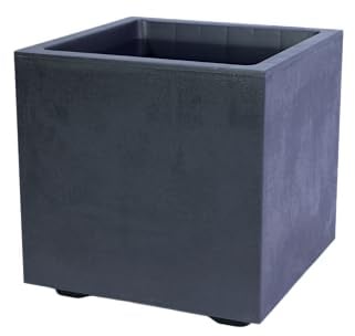 mgc24 Millennium Pflanzkübel mit Wasserspeicher 25 x 25 x 25 cm anthrazit | eckiger Blumentopf für Garten, Terrasse & Balkon | wetterfest & UV‑beständig