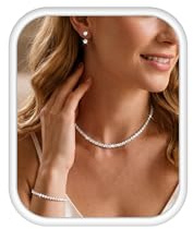 Adramata Schmuck Set Damen Silber Hypoallergen Brautschmuck Zirkonia Halskette Armbänder Ohrringe Silberschmuck für Party, Abendmode, Hochzeit & Brautjungfern Zubehör