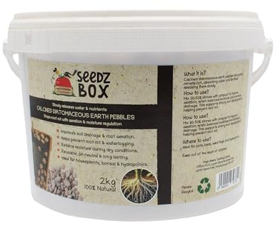 Guijarros de drenaje de tierra calcinada de diatomeas de 2 a 10 mm, 2 kg, aireación del suelo, retención de agua y gránulos de drenaje para bonsái, hidroponía, plantas de interior, suculentas, cactus