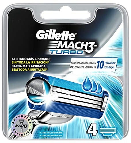 Gillette Mach3 Turbo - Ersatz-Rasierapparat für Herren, 4 Ersatzteile