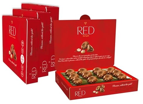 RED Pralinen aus kalorienreduzierter Milchschokolade mit zarter Nussfüllung ohne Zuckerzusatz, 132g