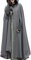 JLTPH Damen Herbst Winter Maxi Lose Umhang mit Kapuze Mantel Poncho Kap Strickpulli Longstrickjacke Trenchcoat Outwear（Grau，S