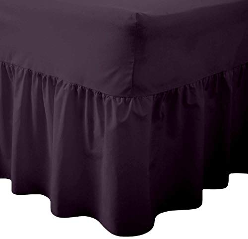R&Z Luxuary Plain Polycotton Fitted Valance Sheet SIngle, DOuble, King, Super King (Plum/Aubergine, Super KIng)