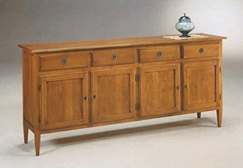 Dafnedesign.com – Anrichte mit 4 Türen und 4 Schubladen – Maße: L 206 P 46 H 94 cm – klassische Dekoration – Nussbaum antik – 100 % Made in Italy – Politur mit Wasserfarben und Gummibeschichtung –