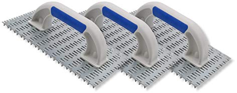 3er Set DEWEPRO® Profi Edelputzkratzer - Putzkratzer 250x130mm - Raspelbrett für Mineralputz - Reibebrett mit gezahnter Metallplatte, Schleifbrett