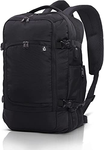 Aerolite 55x35x20 Rucksack Handgepäck Flugzeug Umhängetasche Reisetasche Flugtasche für 15 Zoll Laptop Genehmigt für Lufthansa, Eurowings, Ryanair, easyJet und viele mehr, 5 Jahre Garantie, Schwarz