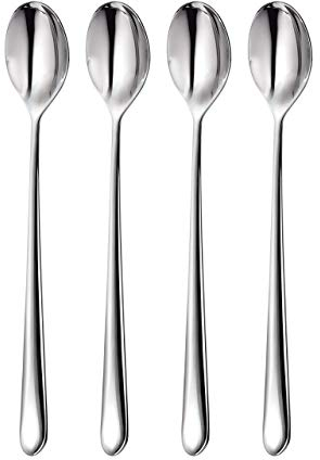 Robert Welch Kingham Bright Long Handled Spoon, Set of 4. Made from Stainless Steel. Dishwasher Safe.
