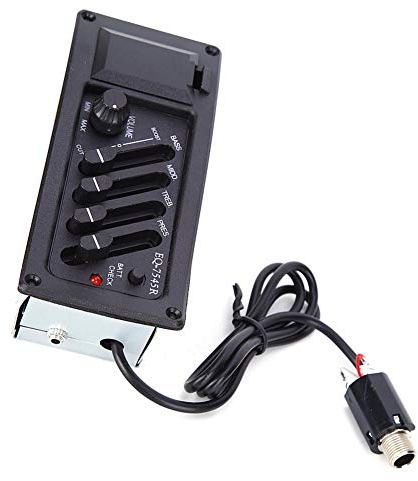 Pastilla de guitarra de 4 bandas EQ-7545R, ecualizador de preamplificador de guitarra compatible con BASS, MIDD, TREB, PRES y adecuado para guitarras clásicas, acústicas y populares. Pre Eq 7545R