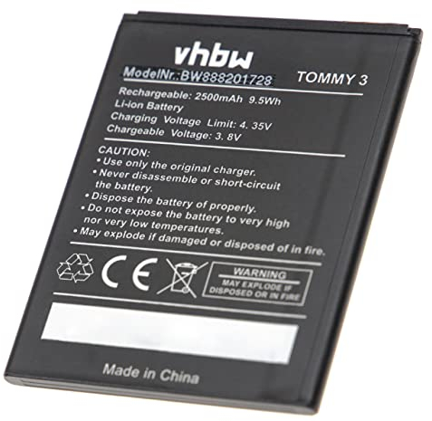 vhbw batteria sostituisce Wiko 2610 per smartphone cellulare (2500mAh, 3,8V, Li-Ion)