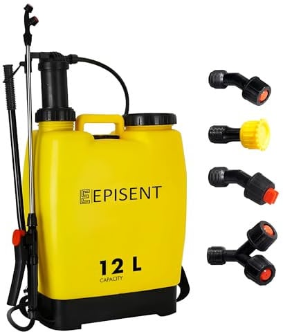 EPISENT Pressure Pump Sprayer – 12L Garden Pressure Sprayer with Adjustable Mist & Jet Nozzle, Carry Strap, 60cm Long Lance, Leakproof Tank – Pump Action Sprayer for Weed Killer, Roof & Patio Cleaning