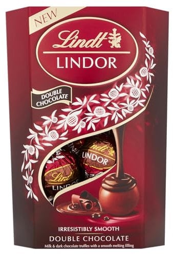 Lindt Lindor Double Chocolate Truffles Box - Approx 16 balls, 200g - Chocolate Truffles with a Smooth Melting Filling - Gift Present - Easter, Birthday, Celebrations, Congratulations