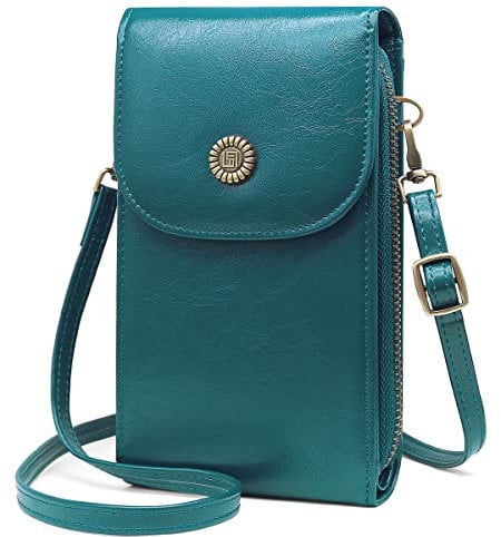 GOUNNU Handytasche zum Umhängen Damen Handy Umhängetasche Leder Frauen Geldbeutel RFID Schutz mit 5 Kartenfächer Kleine Crossbody Brieftasche Schultertasche Geldbörse Passt Handy unter 6,5 (Blau)