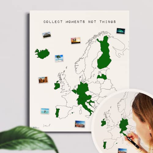Die SCRATCH MAP Alternative als EUROPAKARTE! Nachhaltig, ultralanglebig, made in Germany - Collect moments not things - Europakarte Reiserinnerung, zum rubbeln ist out (Keilrahmen, 50x60cm)