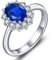 YL Damen Ring 925 Sterling Silber Oval September Geburtsstein Spinell Blau Ring Verlobungsring(Größe 54)