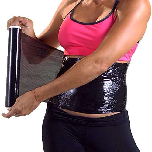 Betinyar 100 Meters Black Osmotic Plastic Body Wrap, Osmotic Wrap Roll, Slimming Body Wrap Film, Plastic Tummy Wrap for Exercise Workout