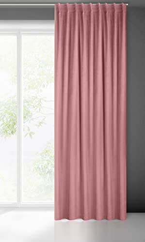 Eurofirany Madlen - Tenda in velluto, con nastro pieghevole, morbida, 200 g/m², elegante, liscia, tinta unita, moderna, classica, soggiorno, camera da letto, 140 x 300 cm, colore: rosa antico