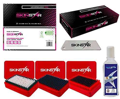 SkinStar Starter Set 6-teilig, 3 x Bürsten, Abziehklinge, Waxentferner Skiwachs