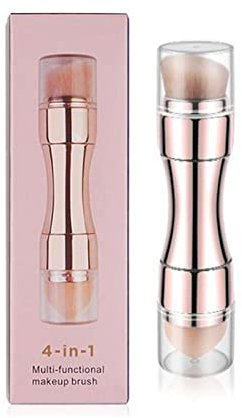 Pinceau de Maquillage 4 en 1,mini pinceaux de maquillage pour le visage,pinceaux de fard à paupières riches,Ensemble de Pinceaux Maquillage Doux au Toucher pour le Fond Teint pour les LèVres(or rose)