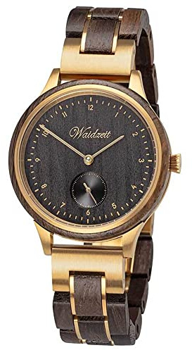 Waidzeit EG02W Mystic Gold Uhr Herrenuhr Holz Edelstahl 3 bar Analog braun