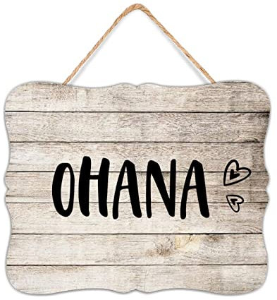 Ohana Familie Wandkunst Dekor Schilder Inspirierendes Holz Home Schild Antike Wandkunst Holzschild Heimdekoration für Büros Outdoor 20,3 x 25,4 cm