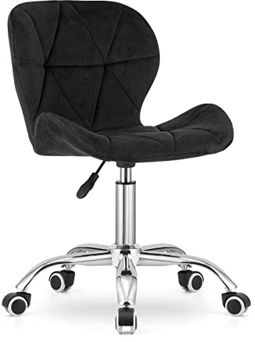 Home Collective Drehstuhl Bürostuhl Schreibtischstuhl Polster aus Samt in schwarz | höhenverstellbar mit ergonomischer Sitzfläche