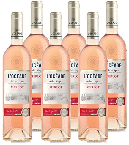 L'Océade - Vin rosé - Merlot Rosé - IGP Atlantique - Lot de 6 bouteilles x 75 cl