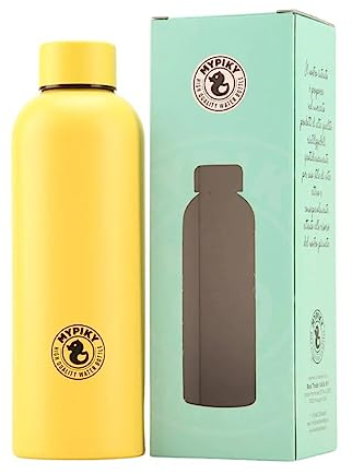 MYPIKY Young Gourde Isotherme Bouteille Jaune Thermique Double Paroi, 500 ml