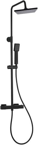 K2O Columna de Ducha Chillout Sea 83-119cm Diseño Cuadrado Negro Mate - Grifo Termostático, Altura Regulable, Ducha de Mano