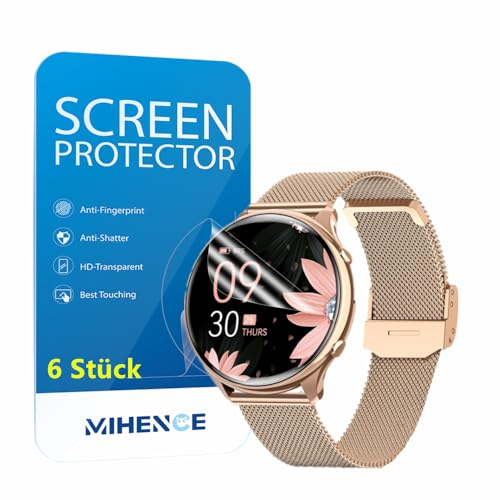 MIHENCE Lot de 6 films de protection d'écran pour montre intelligente G37, film de protection d'écran HD en TPU compatible avec la montre intelligente RUXINGX/Fitonme 1,39