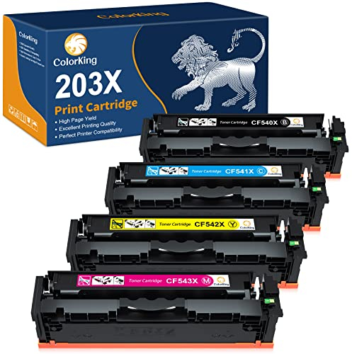 ColorKing 203X Kompatible für HP M281fdw Toner für HP 203X Toner HP Color Laserjet Pro MFP M281fdw Toner M254dw M281fdn M280nw M281cdw M254nw M254dn M281 M254 203A CF540X (Schwarz Cyan Gelb Magenta)