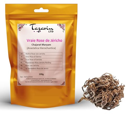 100g Rose von Jericho - Chajarat Mariam - Pflanze, die Fruchtbarkeit Fördert - Ungefähr 10 Stück - Anastatica Hierochuntica - 100% Natürlich, Rein und Ohne Zusatzstoffe | Premium-Qualität