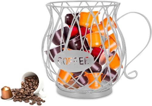 QUTHZZHY Cestino da caffè, porta cialde, porta bicchieri K, cialde espresso, contenitore K per banchetti (argento)