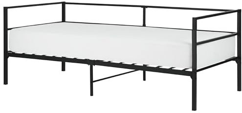 Beliani Tagesbett Metall schwarz 90x200 cm Metallbett Einzelbett Industrie-Design Battut