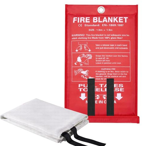 BXFRAE Emergency Fire Blanket, 40x40 Flame Suppression Fiberglass Fire Blankets for Home Kitchen Camping Car Office Warehouse (1)
