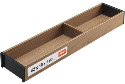 Blum AMBIA-LINE Schubladen-Organizer Holzdekor 42×10×5 cm | Tennessee Nuss | Antirutsch-Füße – sicherer Halt ohne Kleben | Besteckeinsatz & Trenner aus Holzdekor | Für Küche, Bad & Kleiderschrank