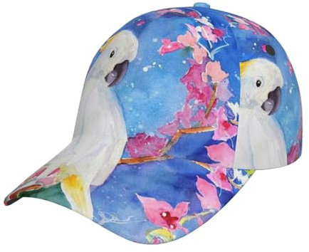 WQUVMDS Bedruckte Baseballkappe mit gebogener Krempe, Unisex, verstellbar, lässig, Sport, Sommer, modisch, Sonnenblende, Schirm, Hip-Hop-Kappe, Trucker-Mütze (Weihnachts-Hase), Schöne Kakadu