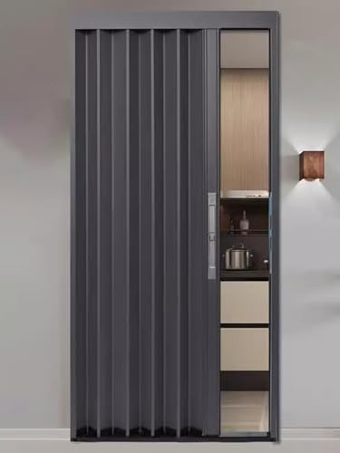 Schiebetür Falttür falttüren innentüren Laut Zimmertüren Mit Schloss, Faltbare Innenflurtür Für Haus, Aluminiumbadezimmer-Schiebetüren, Wasserdichte Terrassentür Für Den Außenbereich ( Color : Black(W