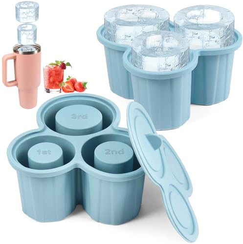 Eiswürfelform für Stanley Cup, Silikon Eiswürfelform für Stanley Thermobecher, eiswürfel kugel Groß 3 Fach Eiswürfel, Kompatibel mit 0.89L-1.2L Stanley Quencher/Simple Tumbler für Whiskey, Cocktail