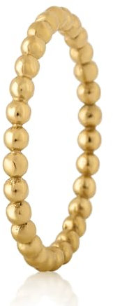 Akitsune Delight Damenring aus 1 mm Beads| Eleganter 316L Edelstahlring für Frauen | Perlenring | Wasserfest und Antiallergen | 18K Gold - Größe 60