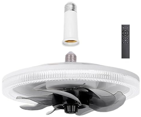 Steckdosen-Lüfterleuchte, Steckdosen-Lüfterleuchte mit Fernbedienun,E27-Sockelventilator mit Licht - Steckdosenventilator-Licht mit Fernbedienung, kabelloser Steckdosenventilator,