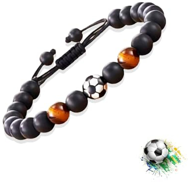 Lolileo 1PCS Fußball Armband, Fußball Geschenk für Jungen Und Mädchen, Jugendfußball Armband, Justierbares Fußball Thema Armband, Geburtstag Graduierung Kreatives Geschenk(B)