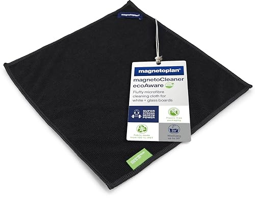 magnetoplan magnetoCleaner, Schwarz | BxH 300x300mm | Magnetisches Microfaser-Reinigungstuch für Whiteboard + Flipchart | Wiederverwendbar