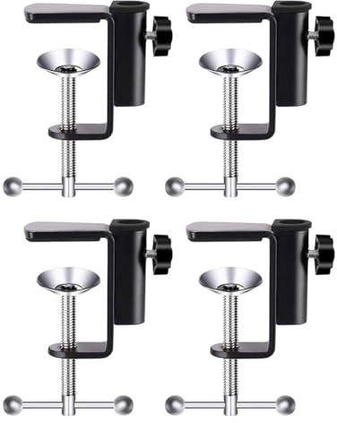 POFET 2 Pack Desk Clamp Metal Table Mounting Clamp for Microphone Arm Stand, Monitor Mount Stands, and Workstations Heavy Duty Table C Clamp