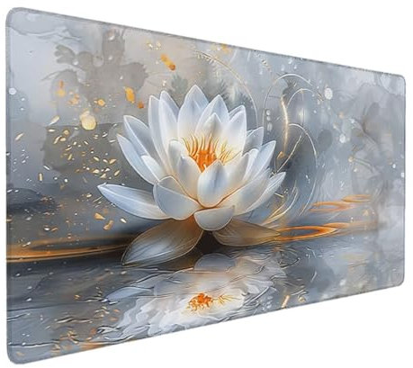 Tapis de Souris Gamer, Souple pour Un Style Rapide et Un Contrôle Optimal Tapis de Souris XXL 1200x600, Texturé en Microtissu, Caoutchouc Antidérapant Tapis de Souris Ergonomique (Gris, Fleur) X-3